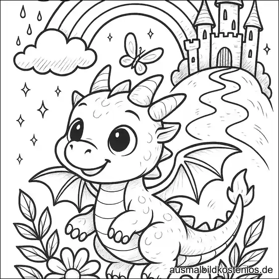 Baby Drache mit Blumen