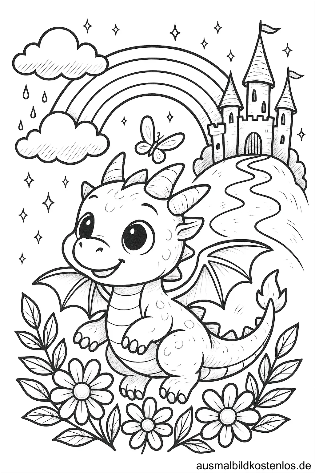 Baby Drache mit Blumen