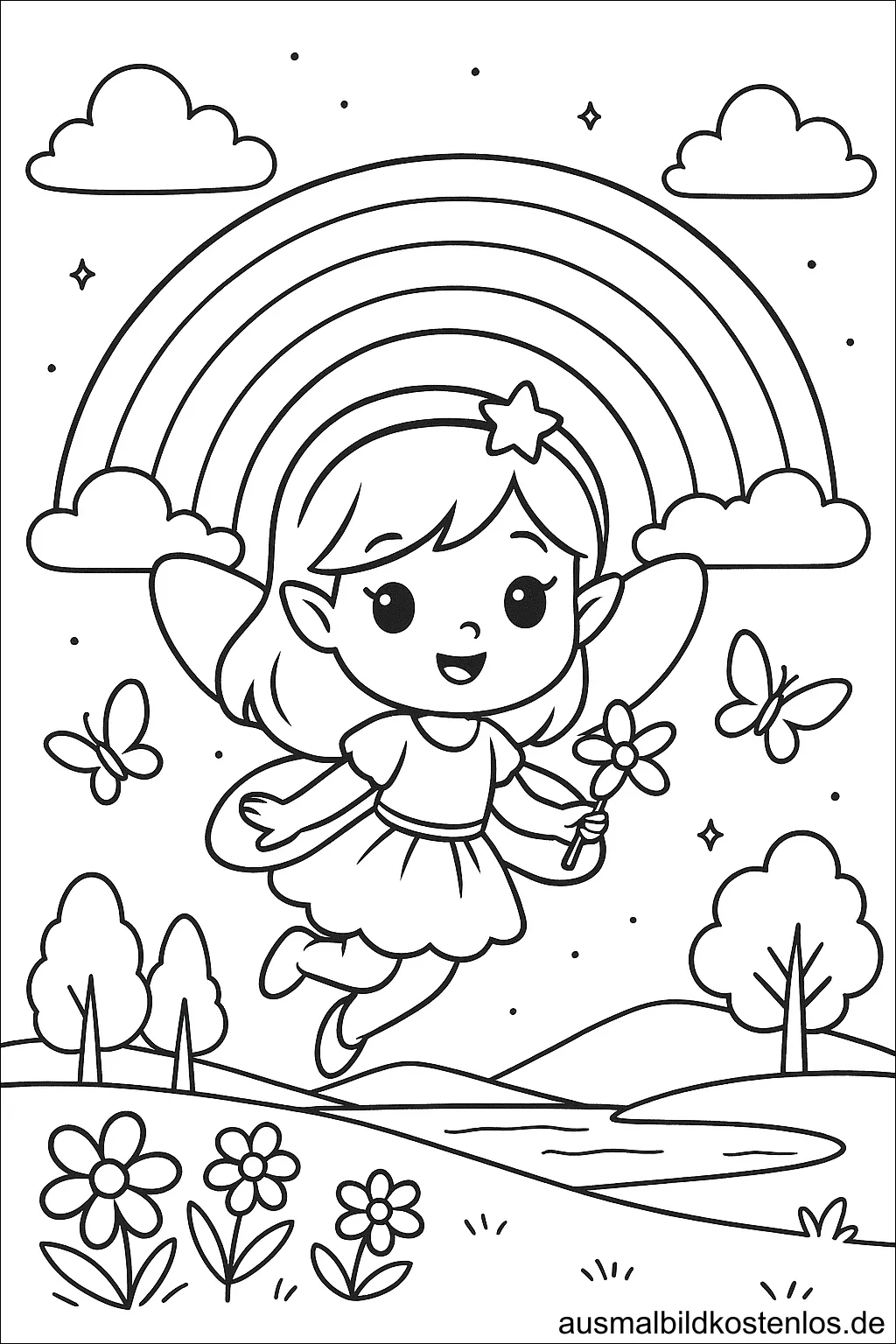 Fliegende Fee mit Regenbogen