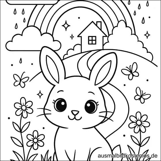 Hase mit Regenbogen