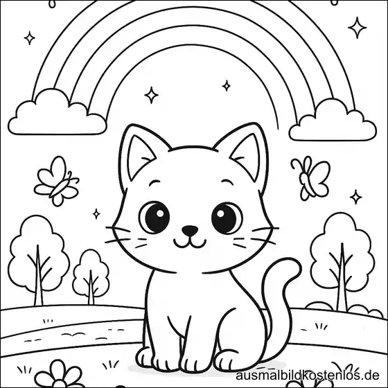 Kätzchen mit Regenbogen