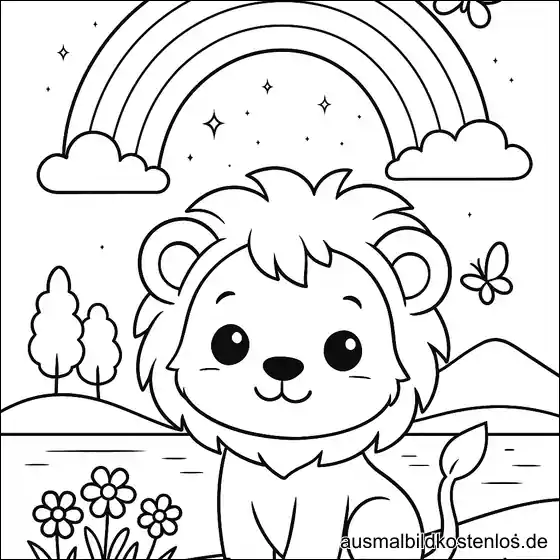 Löwe mit Regenbogen