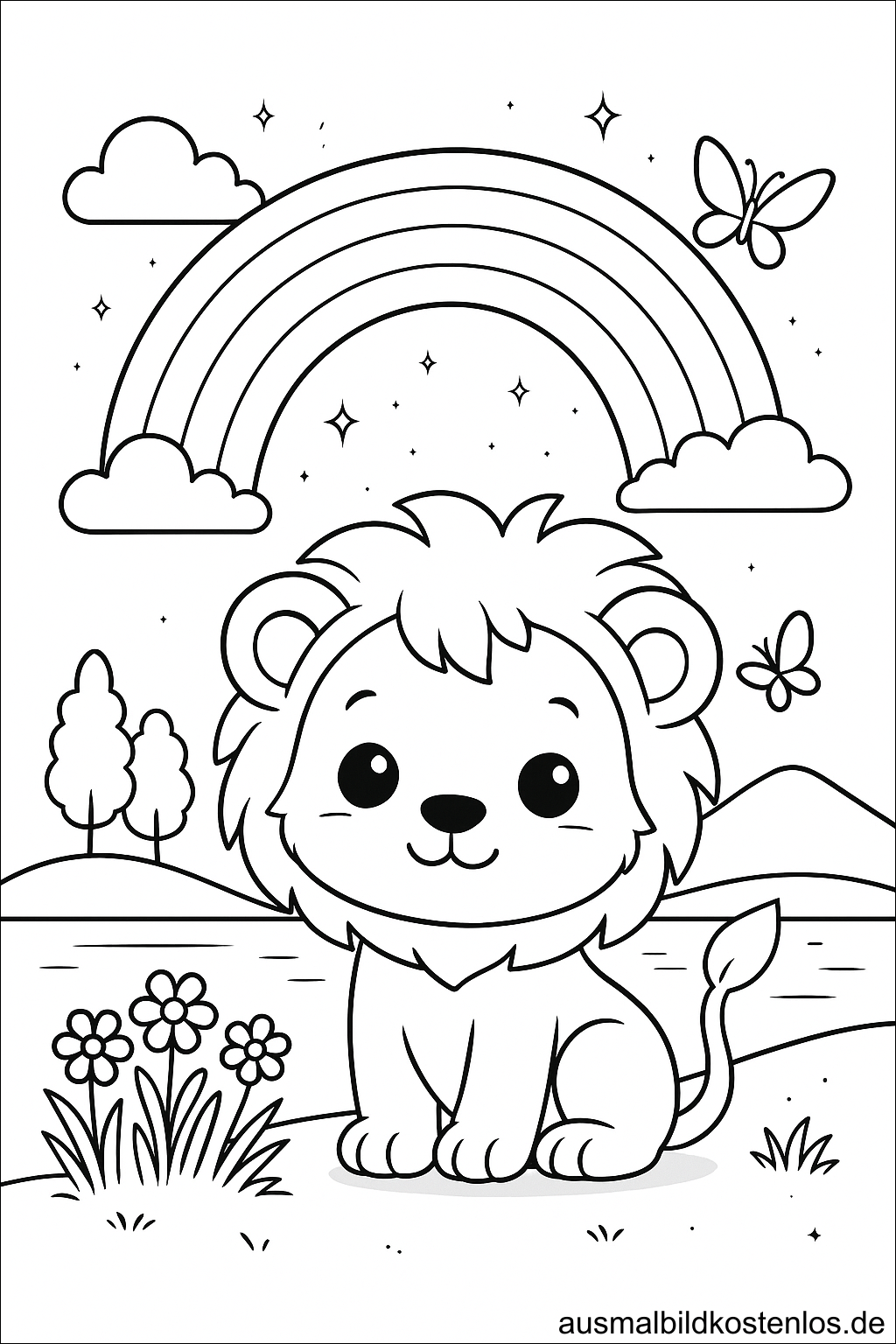 Löwe mit Regenbogen