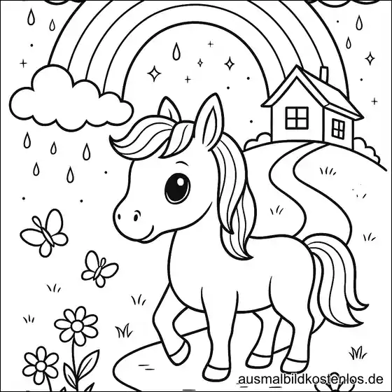 Pony mit Regenbogen