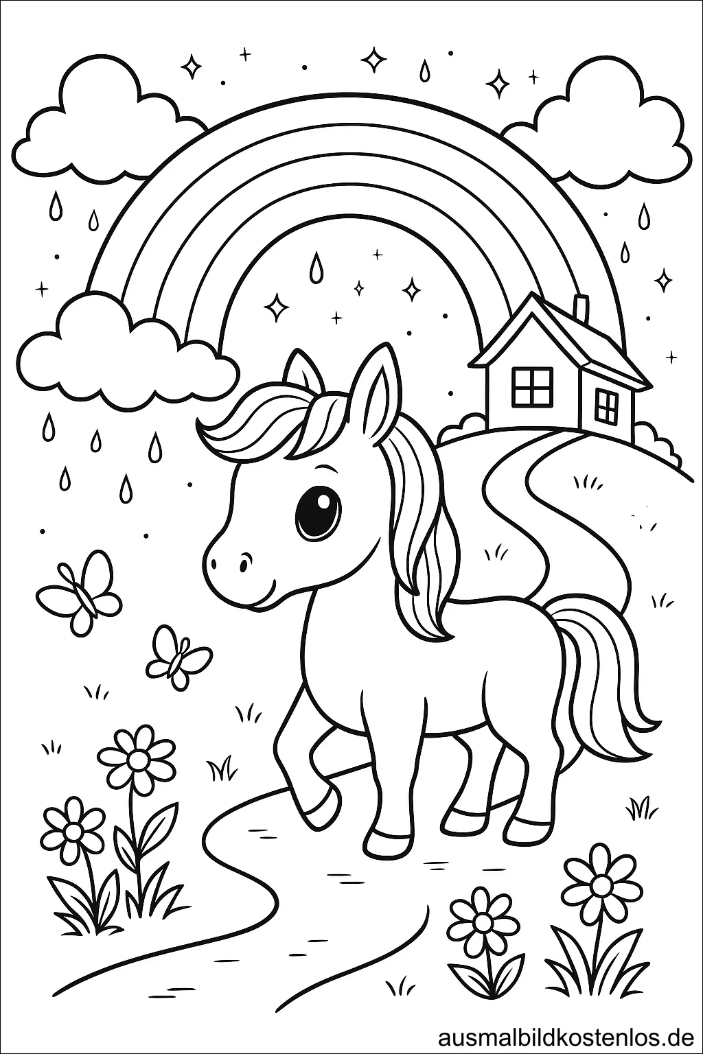 Pony mit Regenbogen