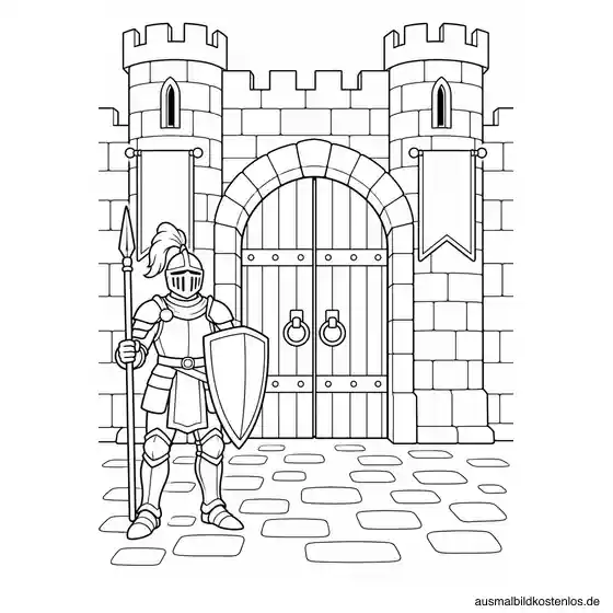 Ritter bewacht das Burgtor