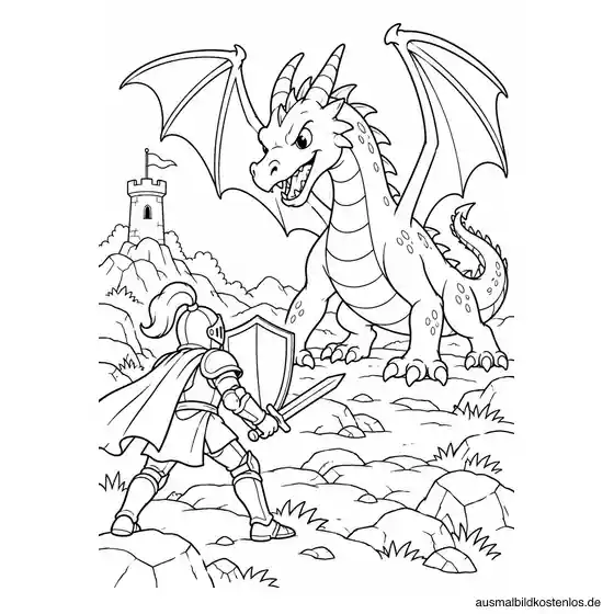 Ritter gegen einen großen Drachen