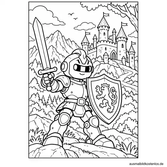 Roboter Ritter vor der Burg