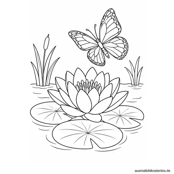 Schmetterling an der Seerose