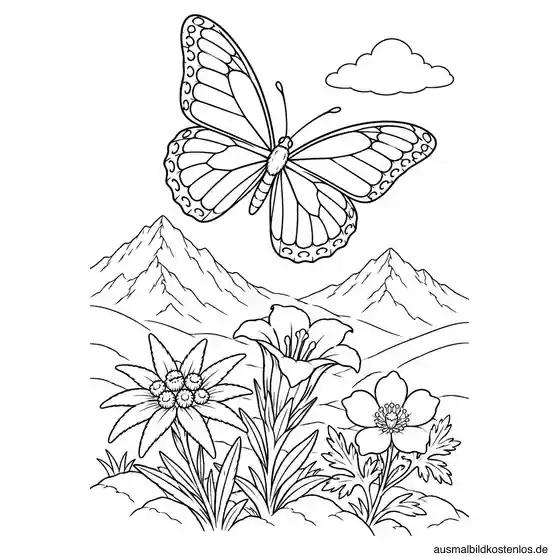 Schmetterling vor einer Berglandschaft