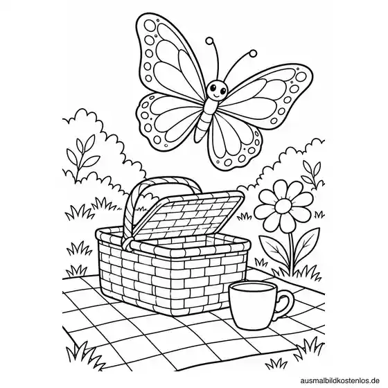 Schmetterling beim Picknick im Garten