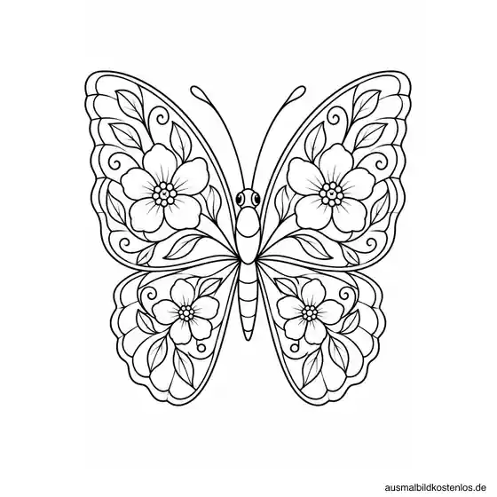 Schmetterling mit Blüten in den Flügeln