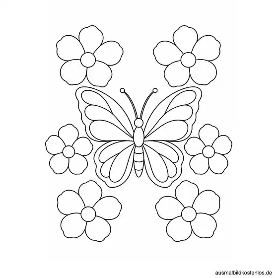 Schmetterling in einem lockeren Blumenkranz