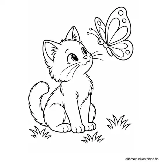 Schmetterling vor einer neugierigen Katze