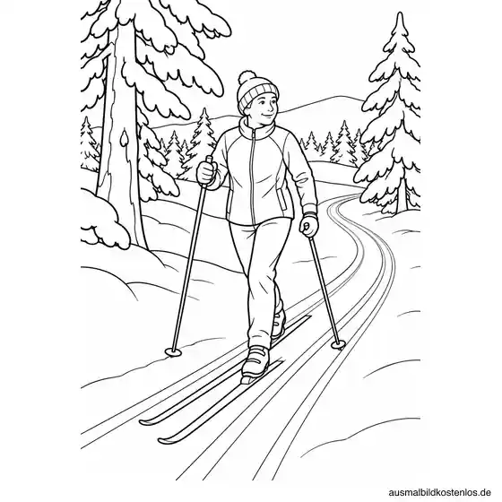 Langlauf zwischen verschneiten Bäumen