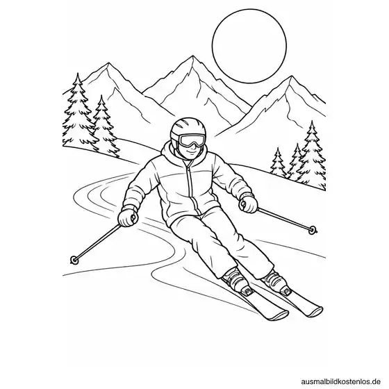 Skifahren vor verschneiten Berggipfeln