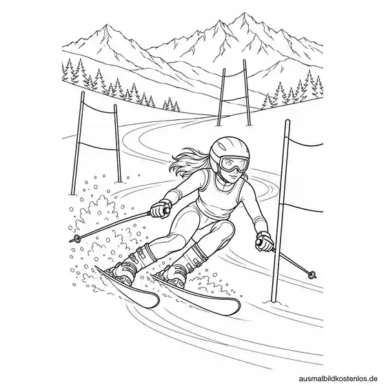 Skifahrerin auf der Slalomstrecke