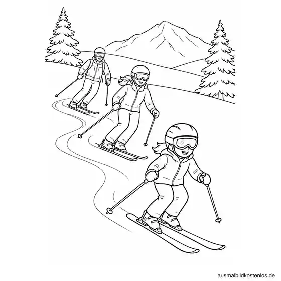 Familienausflug auf Skiern