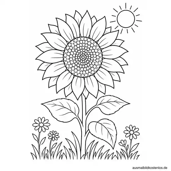 Große Sonnenblume Ausmalbild zum Ausdrucken