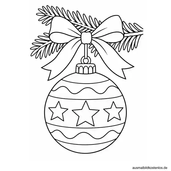 Weihnachtskugel mit Sternen am Tannenzweig