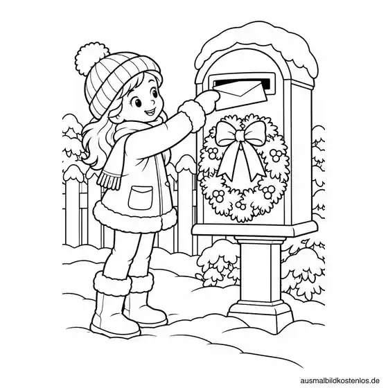 Ein Kind verschickt Weihnachtspost im Schnee