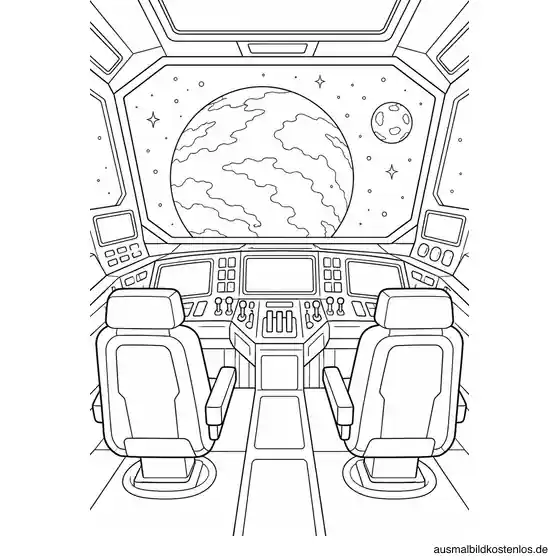 Blick aus dem Raumschiff Cockpit