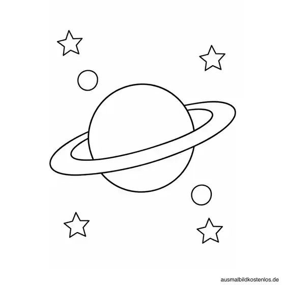 Saturn mit Ringen und zwei Monden