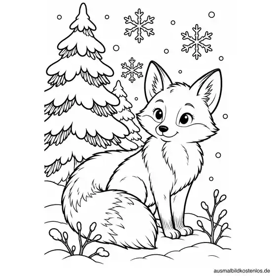Niedlicher Fuchs im verschneiten Winterwald