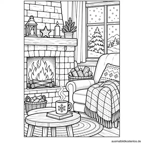 Gemütliche Winterstube mit Kamin und heißem Tee