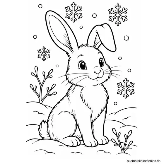 Kleiner Winterhase mit langen Ohren im Schnee