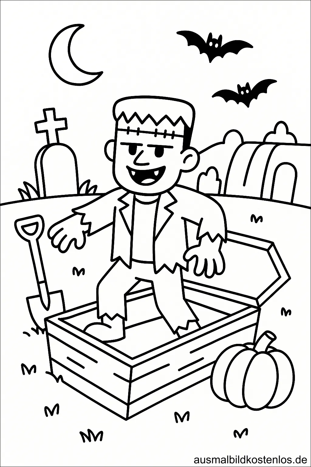 Frankenstein Zombie Ausmalbild kostenlos