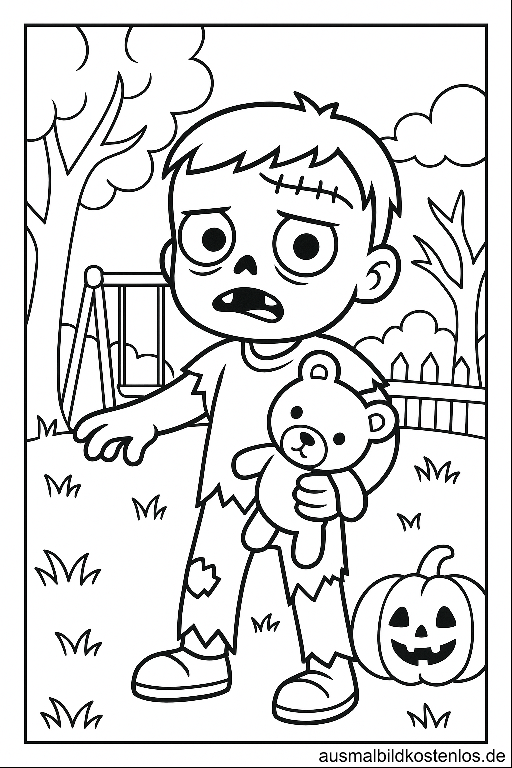 Zombie Kinder Ausmalbild kostenlos